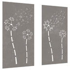 Vidaxl wanddecoratie tuin 2 st bloemenontwerp 105x55 cm cortenstaal