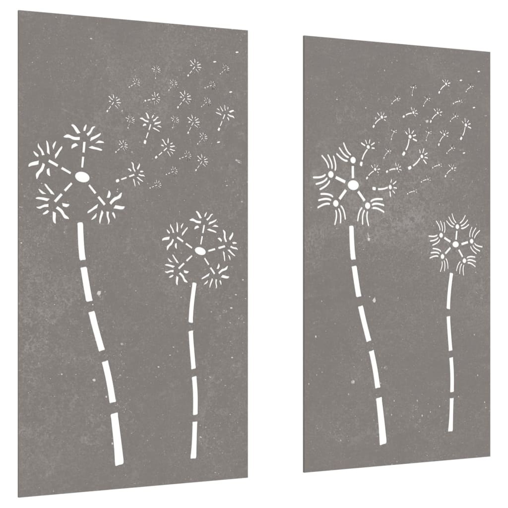 Vidaxl wanddecoratie tuin 2 st bloemenontwerp 105x55 cm cortenstaal