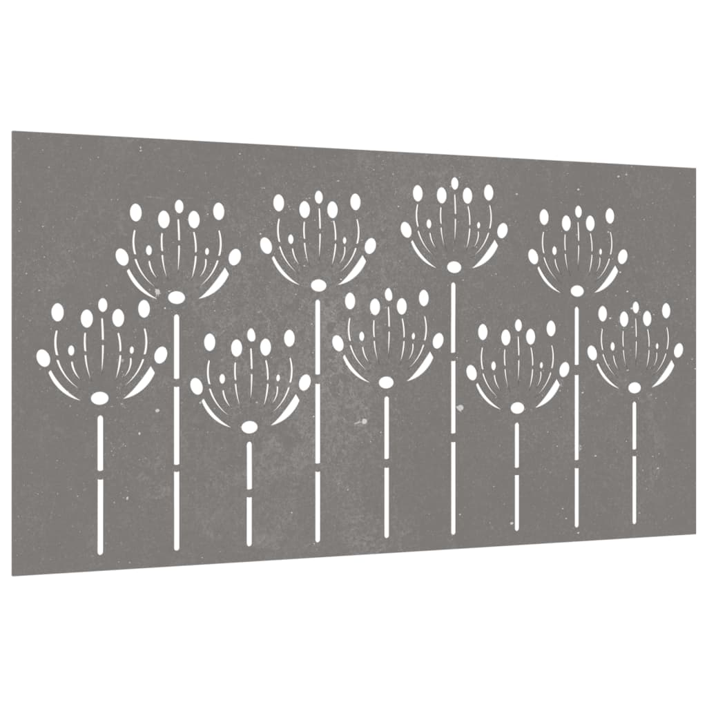 Vidaxl wanddecoratie tuin bloemenontwerp 105x55 cm cortenstaal