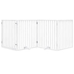 Vidaxl hondenhek met deur opvouwbaar 4 panelen wit 320 cm populierenhout