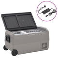 Vidaxl koelbox met wielen en adapter 36 l pp en pe zwart en grijs
