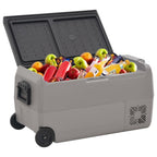 Vidaxl koelbox met wielen en adapter 36 l pp en pe zwart en grijs