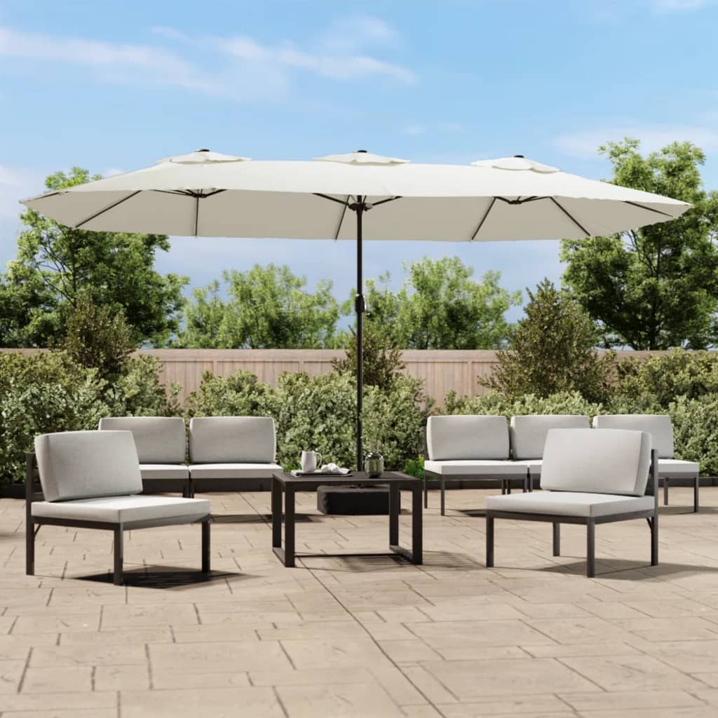 VidaXL Parasol dubbel 449x245 cm zandwit