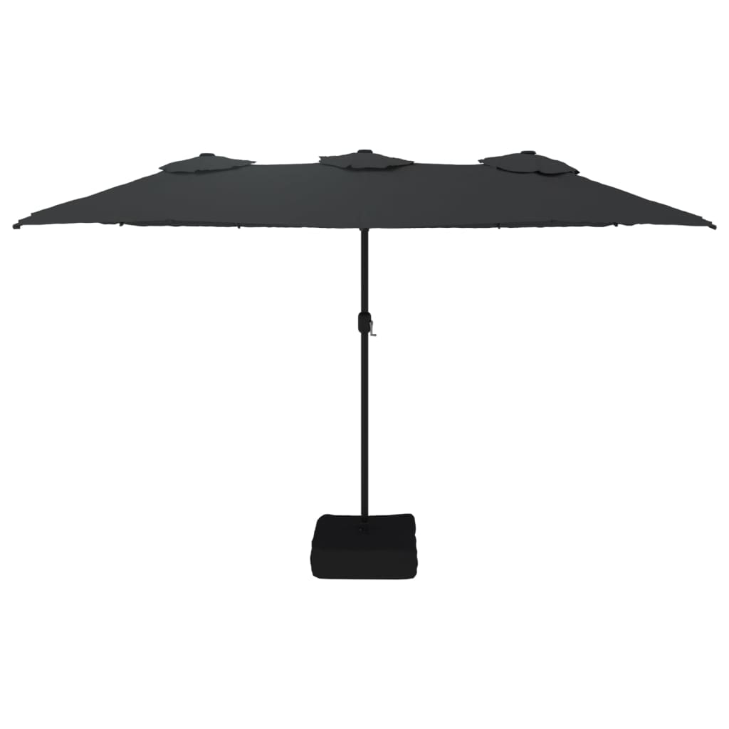 Vidaxl parasol dubbel dak 449x265 cm zwart