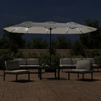Vidaxl parasol dubbel dak met led 449x265 cm zandwit