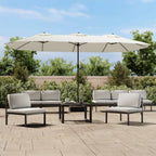Vidaxl parasol dubbel dak met led 449x265 cm zandwit
