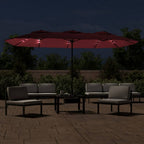 Vidaxl parasol dubbel dak met led 449x265 cm bordeauxrood