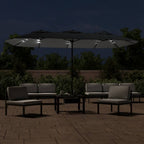 Vidaxl parasol dubbel dak met led 449x265 cm zwart