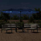 Vidaxl parasol dubbel dak met led 449x265 cm azuurblauw