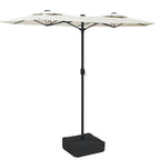 Vidaxl parasol dubbel dak met led 316x145 cm zandwit
