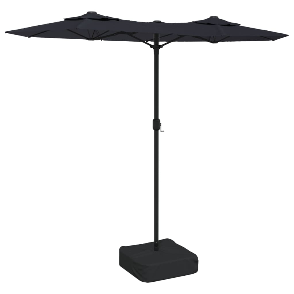 Vidaxl parasol dubbel dak met led's 316x145 cm zwart
