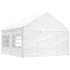 VidaXL Prieel met dak 4,46x4,08x3,22 m polyetheen wit