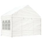 VidaXL Prieel met dak 13,38x4,08x3,22 m polyetheen wit