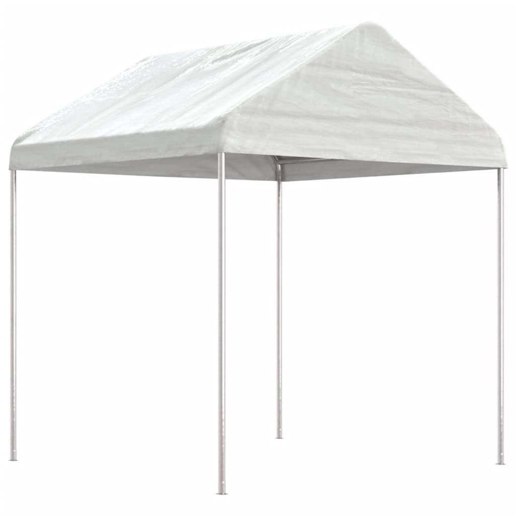 Vidaxl prieel met dak 4,46x2,28x2,69 m polyetheen wit