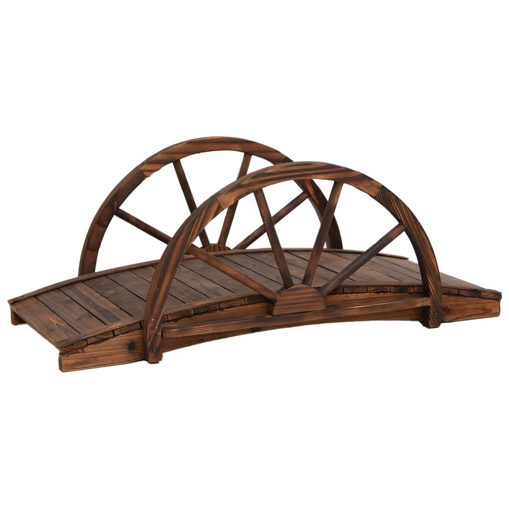 Vidaxl tuinbrug met half wiel 99x50x38 cm massief vurenhout