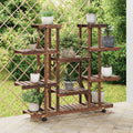 Vidaxl plantenstandaard met wielen 110x25x115 cm massief vurenhout