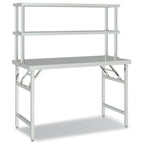 Vidaxl keukenwerktafel met bovenschap 120x60x145 cm roestvrij staal