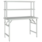 Vidaxl keukenwerktafel met bovenschap 120x60x145 cm roestvrij staal