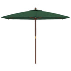 Vidaxl parasol met houten paal 299x240 cm groen