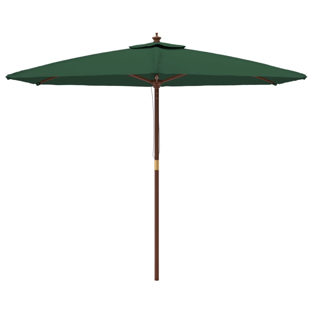 Vidaxl parasol met houten paal 299x240 cm groen