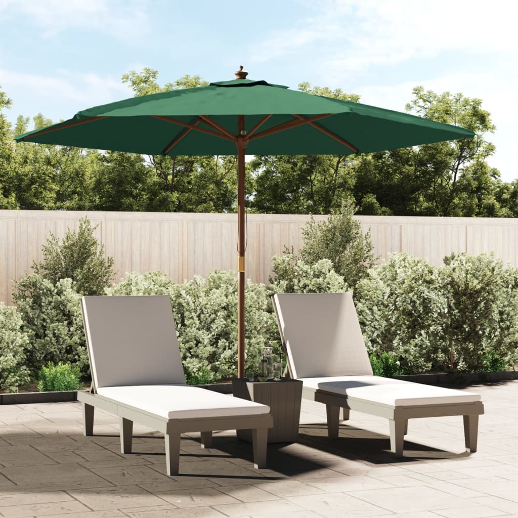 Vidaxl parasol met houten paal 299x240 cm groen