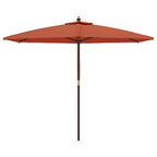 Vidaxl parasol met houten paal 299x240 cm terracottakleurig