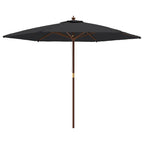 Vidaxl parasol met houten paal 299x240 cm zwart