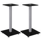 Vidaxl luidsprekerstandaards 2 st 1 pijler gehard glas zwart en zilver