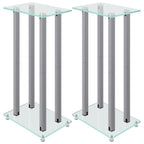 Vidaxl luidsprekerstandaards 2 st 4 pijlers gehard glas zilverkleurig
