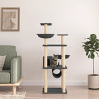 VidaXL Kattenmeubel met sisal krabpalen 141 cm donkergrijs