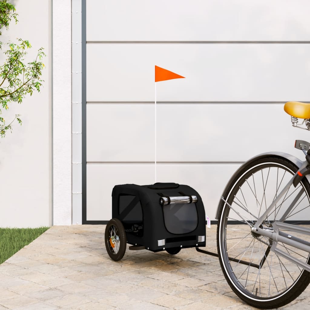Vidaxl hondenfietstrailer oxford stof en ijzer zwart
