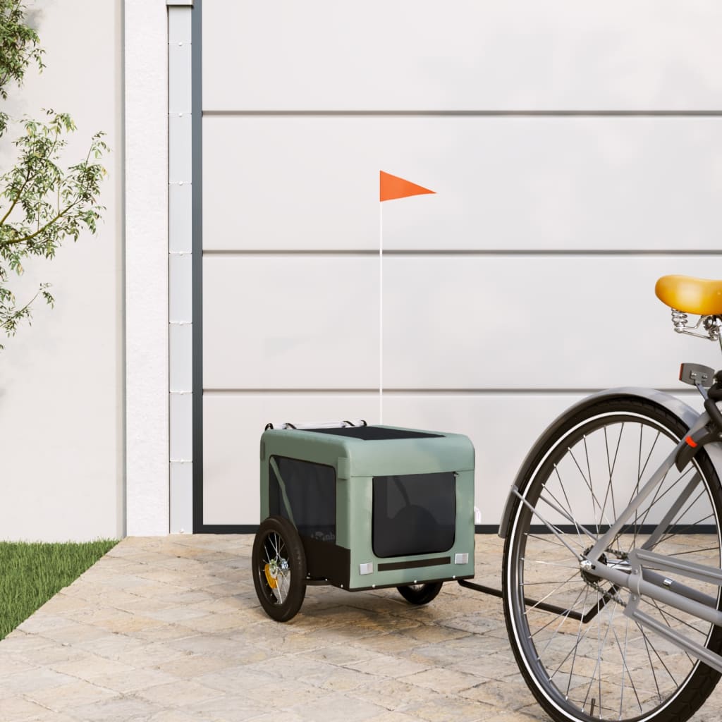 Vidaxl hondenfietstrailer oxfordstof en ijzer grijs en zwart