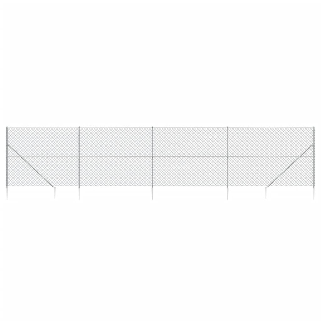 Vidaxl gaashek met grondankers 1,6x10 m zilverkleurig