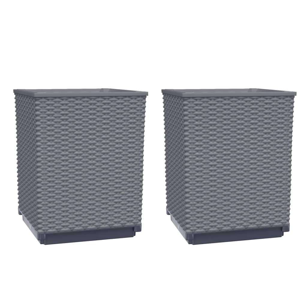 Vidaxl plantenbakken 2 st 30x30x37 cm polypropeen blauwgrijs