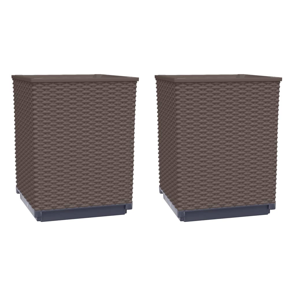 Vidaxl plantenbakken 2 st 30x30x37 cm polypropeen bruin