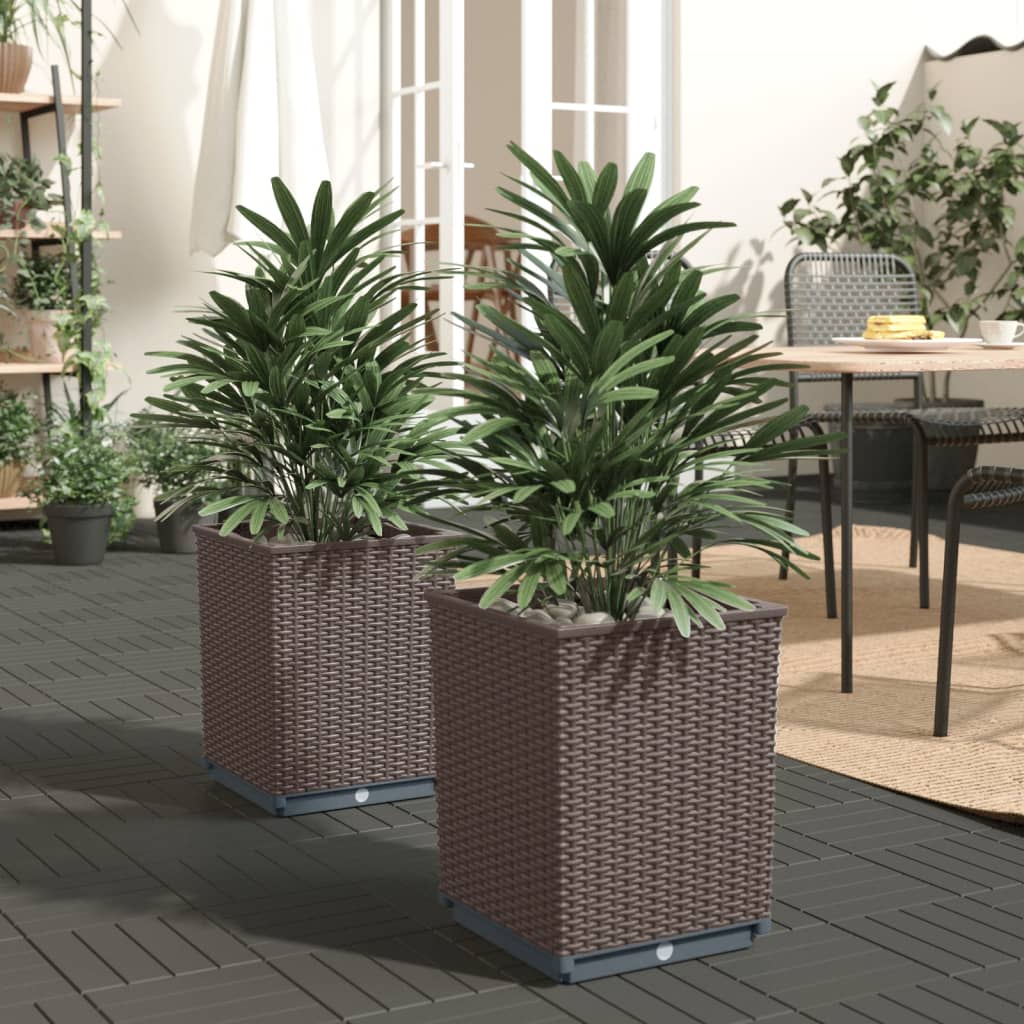 Vidaxl plantenbakken 2 st 30x30x37 cm polypropeen bruin