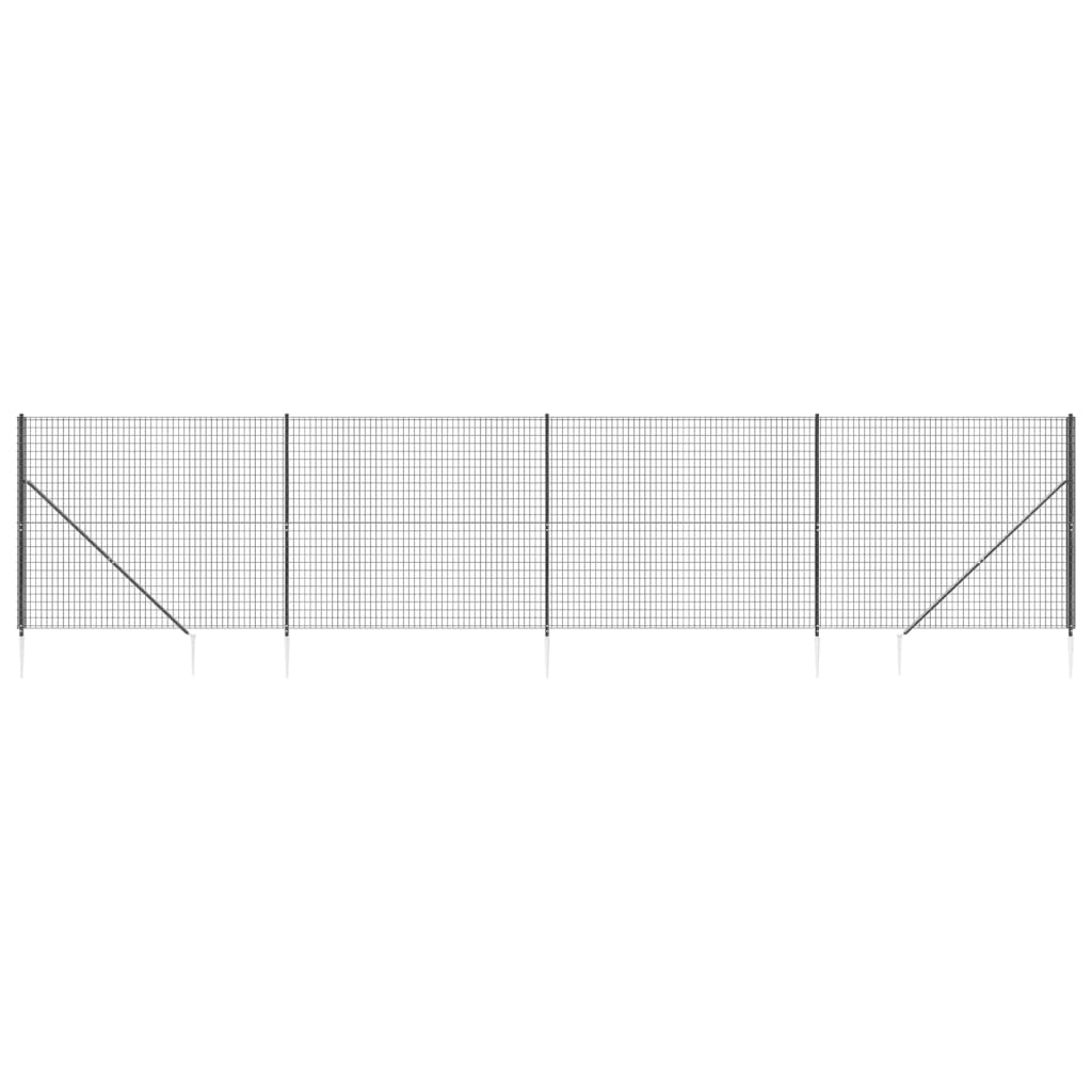 Vidaxl draadgaashek met grondankers 2x10 m antracietkleurig