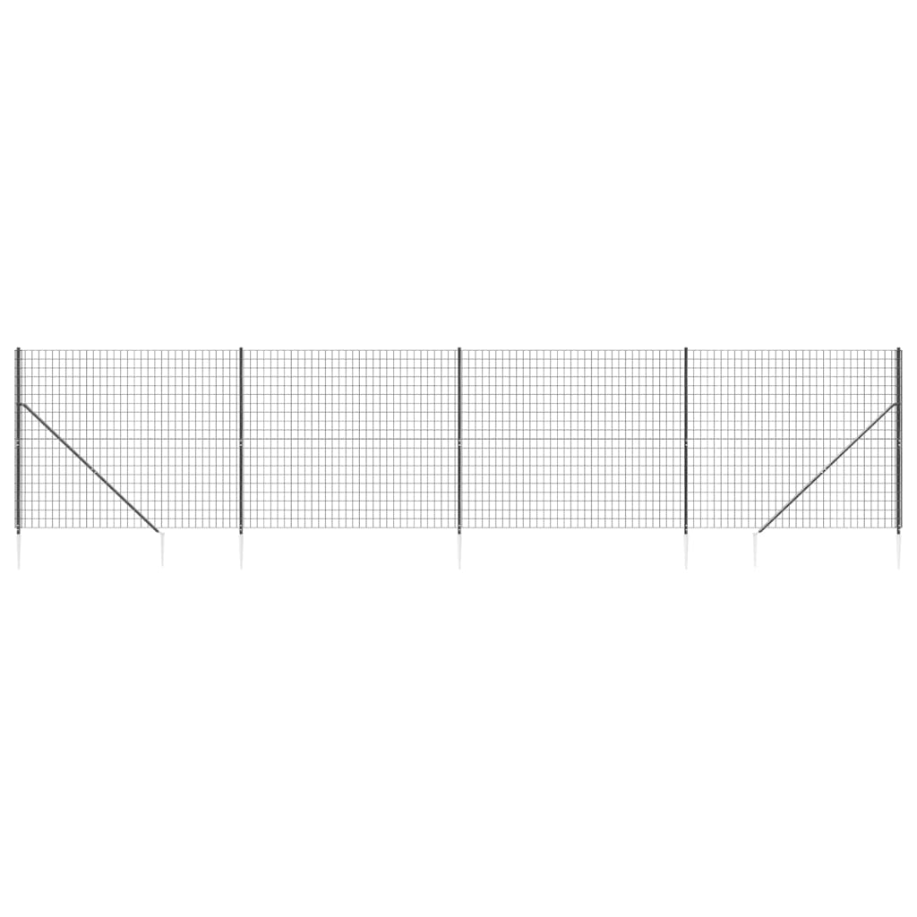 Vidaxl draadgaashek met grondankers 2,2x10 m antracietkleurig