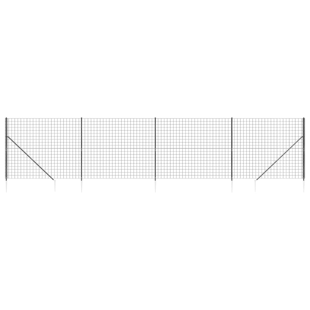 Vidaxl draadgaashek met grondankers 2,2x10 m antracietkleurig
