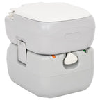 VidaXL Campingtoilet draagbaar 22+12 L HDPE grijs en wit