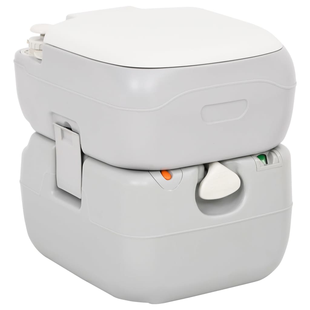 VidaXL Campingtoilet draagbaar 22+12 L HDPE grijs en wit