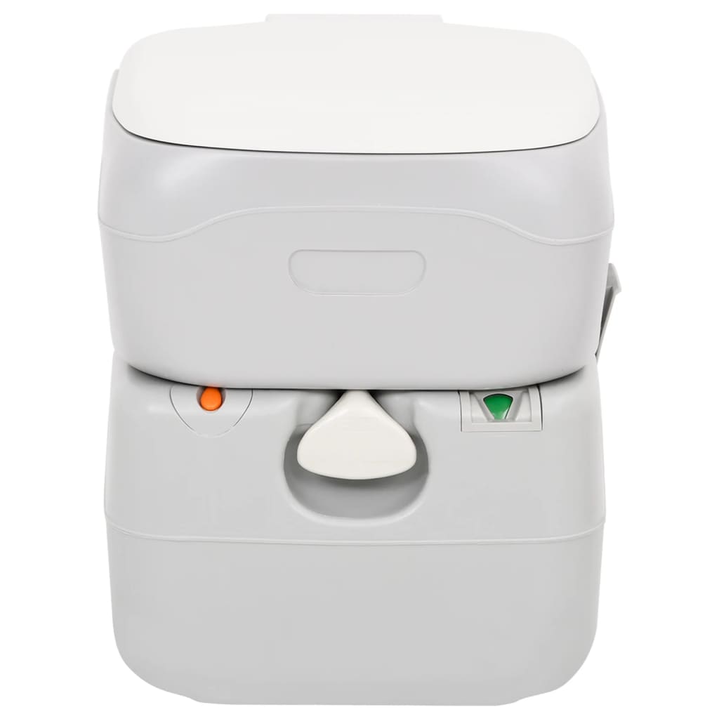 VidaXL Campingtoilet draagbaar 22+12 L HDPE grijs en wit