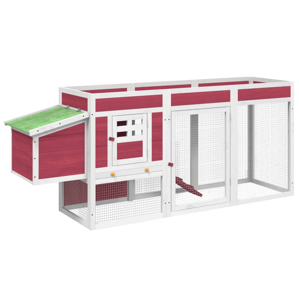 VidaXL Kippenhok 204x50x84 cm massief grenenhout rood