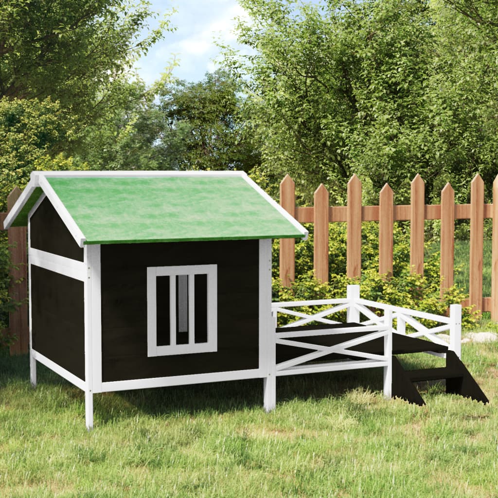 Vidaxl hondenhok 159x120x88,5 cm massief grenenhout grijs