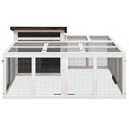 Vidaxl konijnenhok 144x123x67,5 cm massief grenenhout grijs