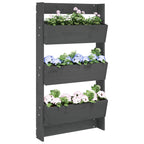 Vidaxl plantenbak wandmontage 3-laags 60x18,5x110 cm grenenhout grijs