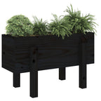 Vidaxl plantenbak 62x30x38 cm massief grenenhout zwart