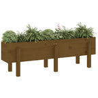 VidaXL Plantenbak verhoogd 121x30x38 cm massief grenenhout honingbruin