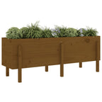 Vidaxl plantenbak verhoogd 160x50x57 cm massief grenenhout honingbruin