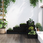 VidaXL Plantenbak 4-laags 80,5x79x36 cm massief grenenhout zwart